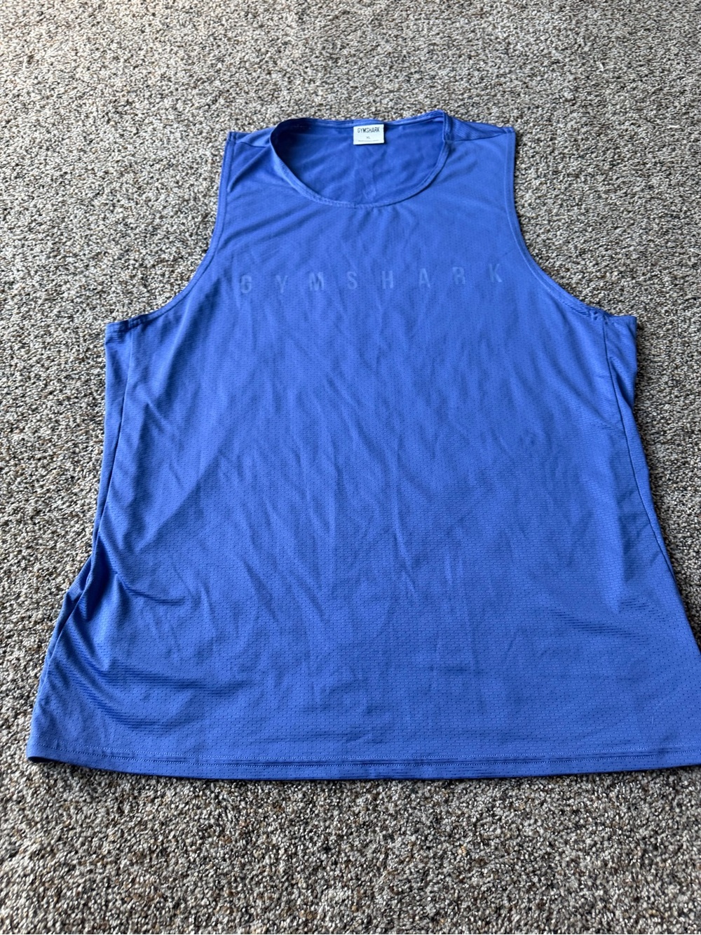 Gymshark Mens XL Blue Mesh Sleeveless Training Tank Top Workout Gym Athletic